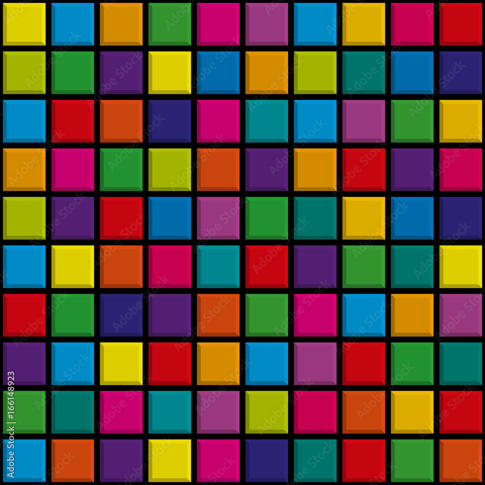 Оригинальный, абстрактный, бесшовный фон из ярких разноцветных квадратов.  Векторная иллюстрация. Stock Vector | Adobe Stock