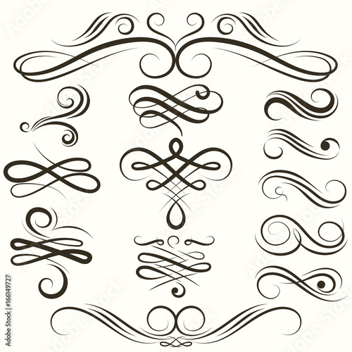  Vintage flourish swirls collection, vector flourishes 