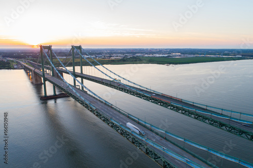 Aerial drone image of the Delaware Memorial Bridge photo