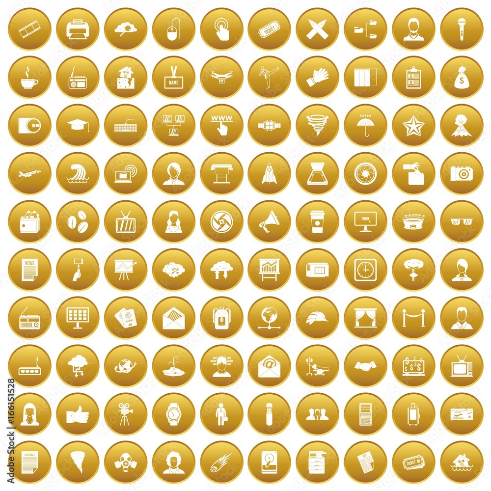 100 journalist icons set gold 100 journalist icons set gold