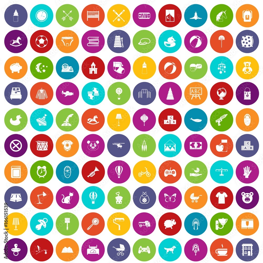 100 nursery icons set color 100 nursery icons set color