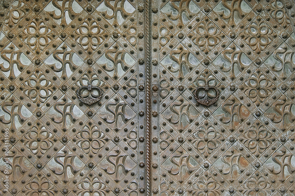 Obraz premium Old metal door with decorative elements