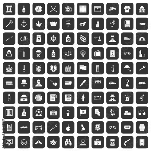 100 offence icons set black