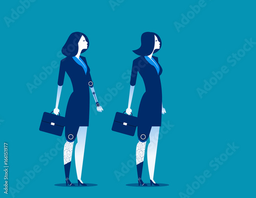 Prosthesis. Person with robotic legs and arm. Concept business technology vector illustration.