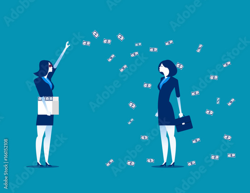 Millionaire throwing money. Concept business vector illustration.