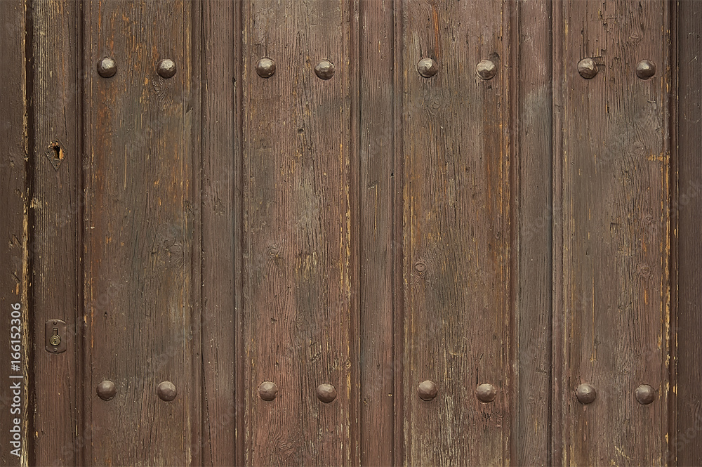 Fototapeta premium Old wooden door with metal elements
