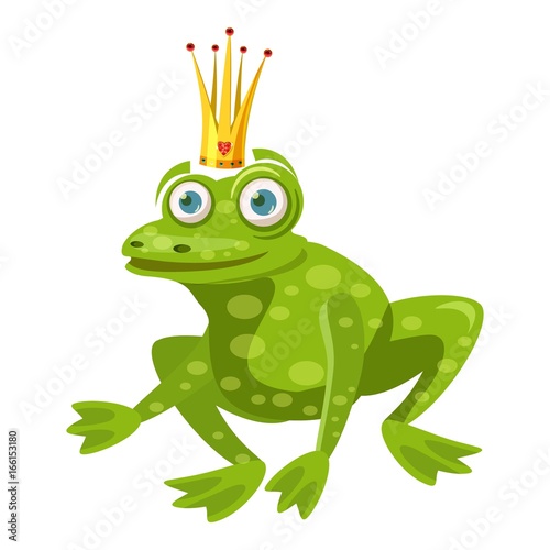 Princess frog icon, cartoon style