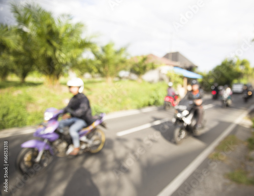Road movement of motobike and cars in asian style