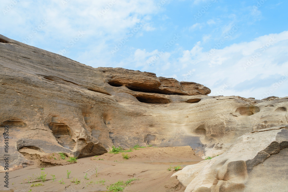 stone landscape, cloud and blue sky. Sam Phan Boke, Ubon Ratchathani Thailand