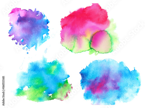 Colorful abstract watercolor texture stain with splashes and spatters. Modern creative watercolor background for trendy design.