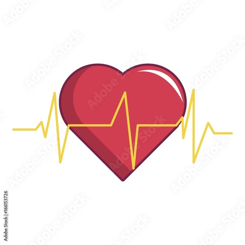 Heart beat icon, cartoon style