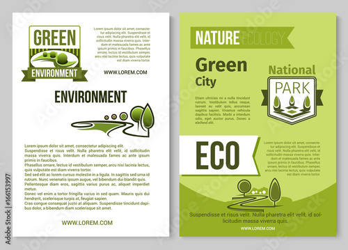 Green nature vector poster of eco environment