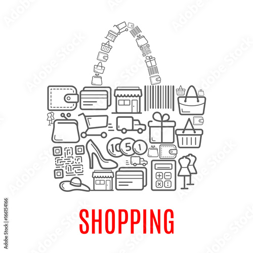Shopping retail selling vector poster of shop bag