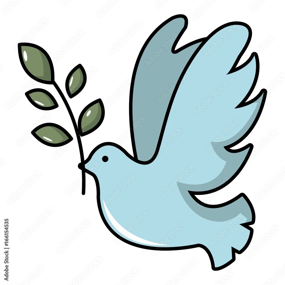 Pigeon with olive branch icon, cartoon style Pigeon with olive branch icon, cartoon style