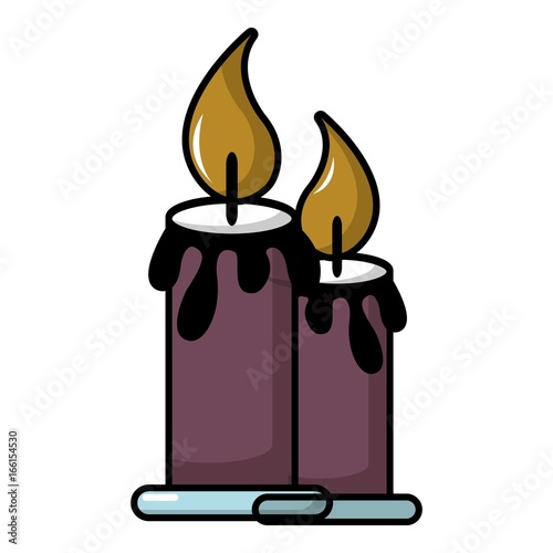 Funeral candles icon, cartoon style