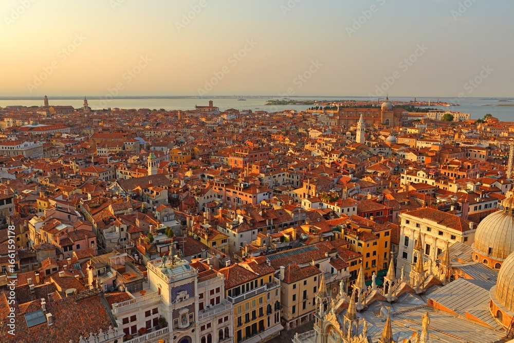 Aerial view of Venice from San Marco bell tower, Italy