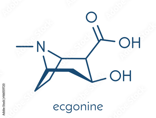 Ecgonine coca alkaloid molecule. Metabolite of cocaine. Skeletal formula.