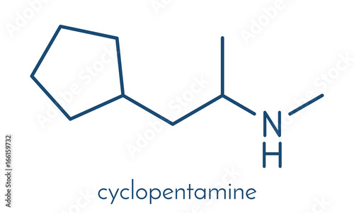 Cyclopentamine nasal decongestant drug molecule (largely discontinued). Skeletal formula.