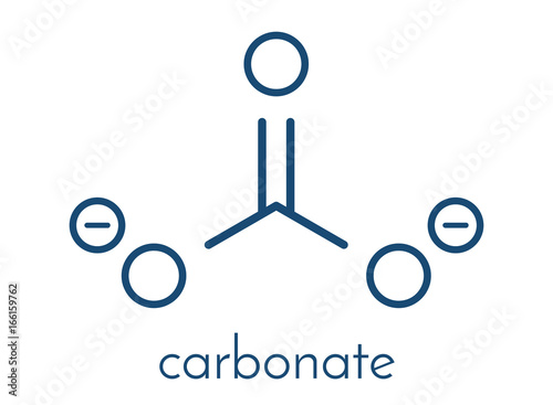 Carbonate anion, chemical structure. Skeletal formula.