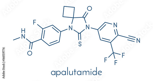 Apalutamide prostate cancer drug molecule. Skeletal formula.