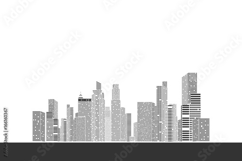 Building and City Illustration, City scene on white background