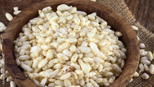 Portion of puffed Rice (rotating; seamless loopable; 4K)