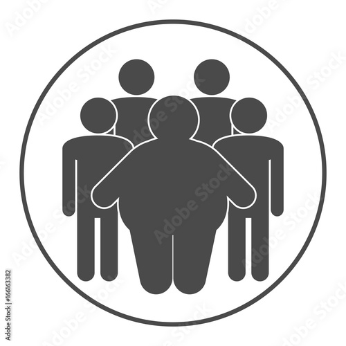 Group of fat and skinny people. Obesity concept.