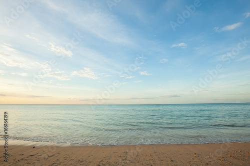 view of a beach before sunset