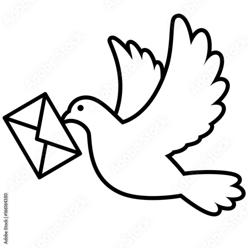 Dove flying with an envelope
