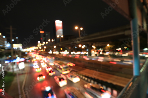 Abstract circular bokeh motion lens blur backround of city and street light or Bokeh light from car in street in night time. Bangkok Expressway Thailand.