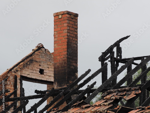 Ruins of a burned down residential building after a fire, Melbourne 2017