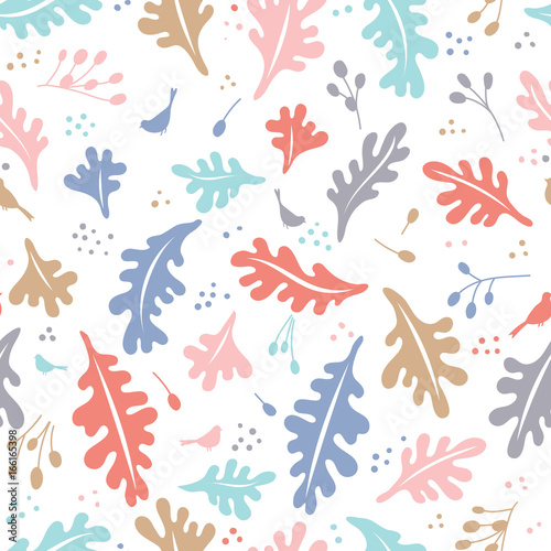 Colorful vector floral pattern with leaves