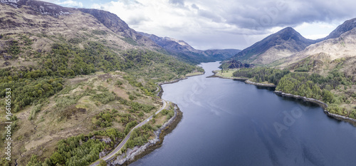 Aerial view of Loch Leven towards Caolasnacon and KInlochleven, Lochaber