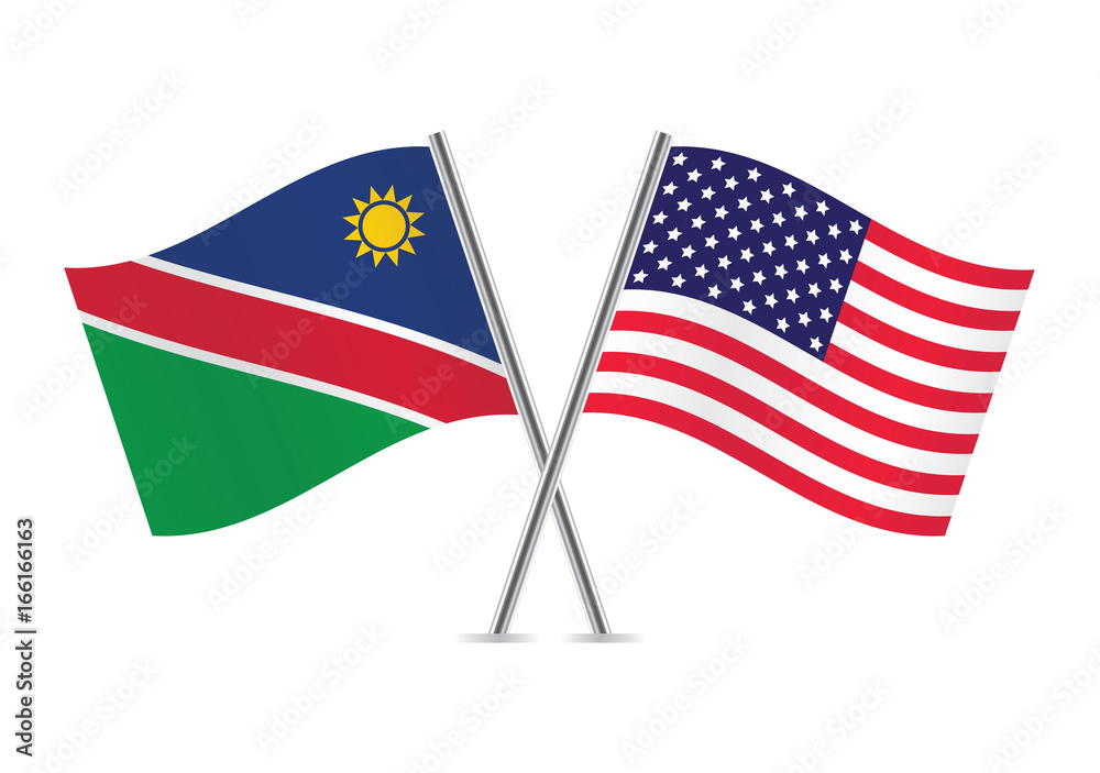 Nambia and America flags.Vector illustration.