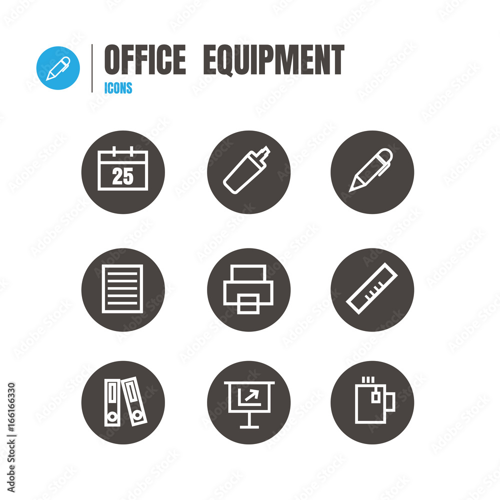 office equipment icon set. Illustration Vector . symbol on white background. logo