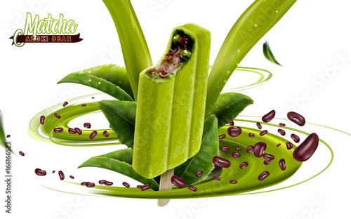 Matcha azuki bean ice cream bar ads
