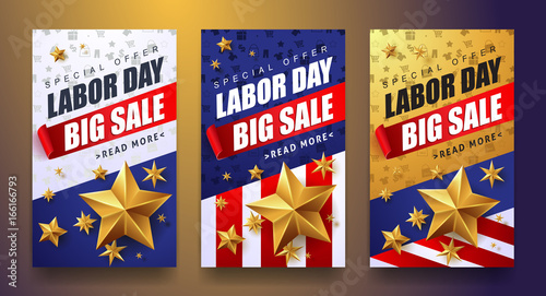 Labor day sale promotion advertising banner template.American labor day wallpaper.voucher discount.Vector illustration .