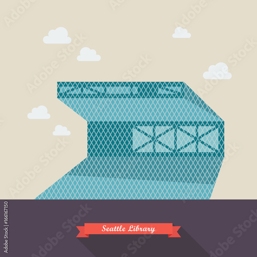 Seattle library vector illustration