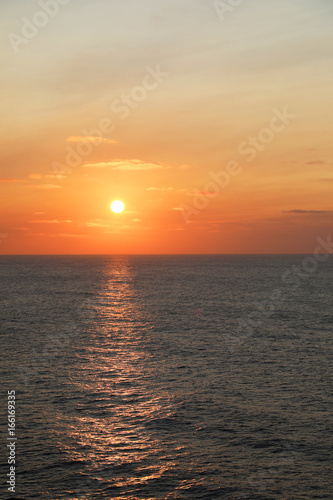 Sea and sunset sky. Beautiful seascape. © AnKudi
