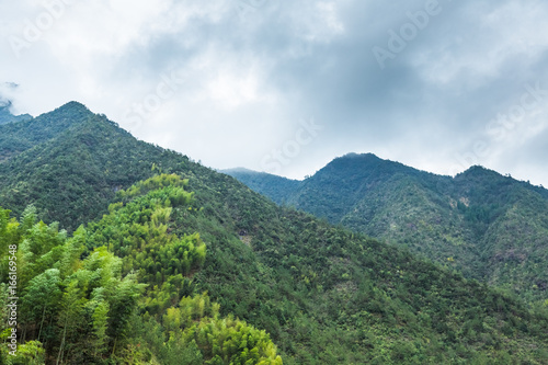 Scenic view of green mountain landscape.