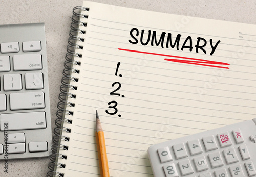 summary list concept with desk background