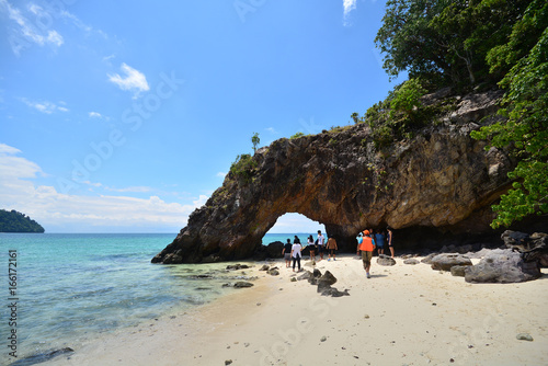 Beautiful beach with The stone arch of Koh Khai, Thailand