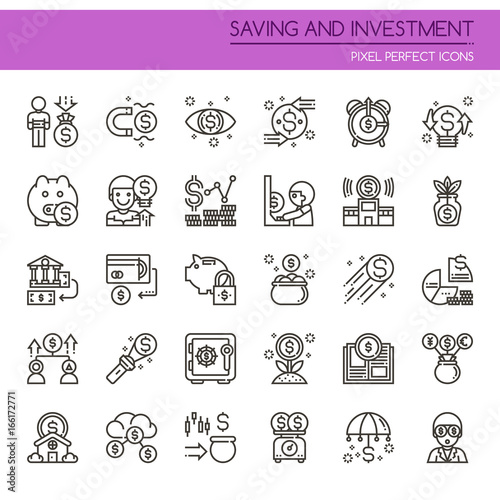 Saving and Investment   Thin Line and Pixel Perfect Icons.