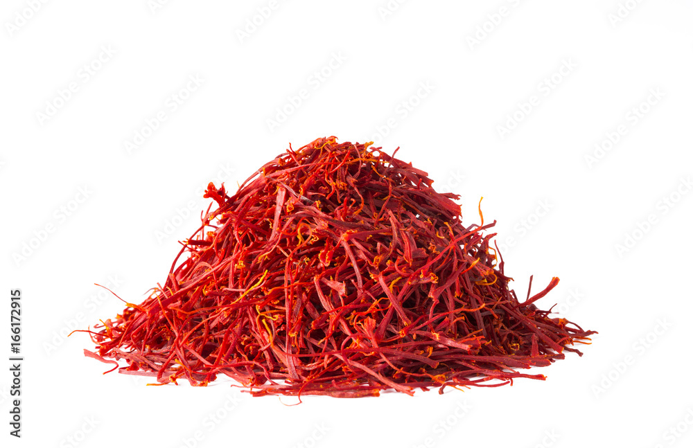 Naklejka premium saffron threads, autumn crocus, isolated on white background