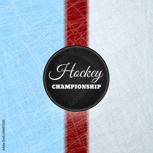 Hockey puck on ice top view eps 10 illustration