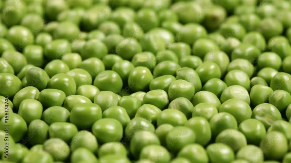 Sliding in front of shelled peas layer - abundance concept, sliding camera Sliding in front of shelled peas layer - abundance concept, sliding camera
