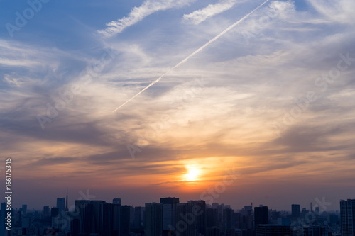 Panorama city view in evening