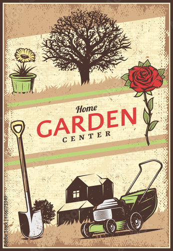 Vintage Colored Gardening Poster