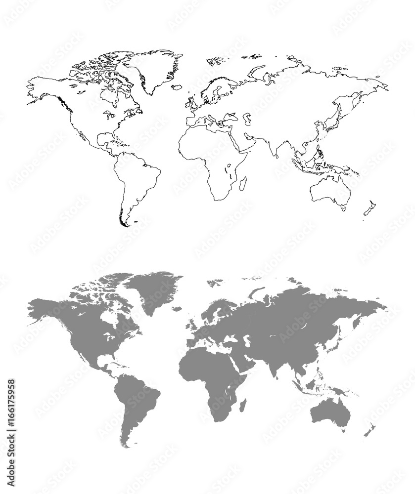 Vector World map with outline Vector World map with outline