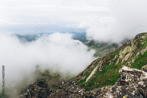 View of beautiful cloudy rocky mountains in Poland